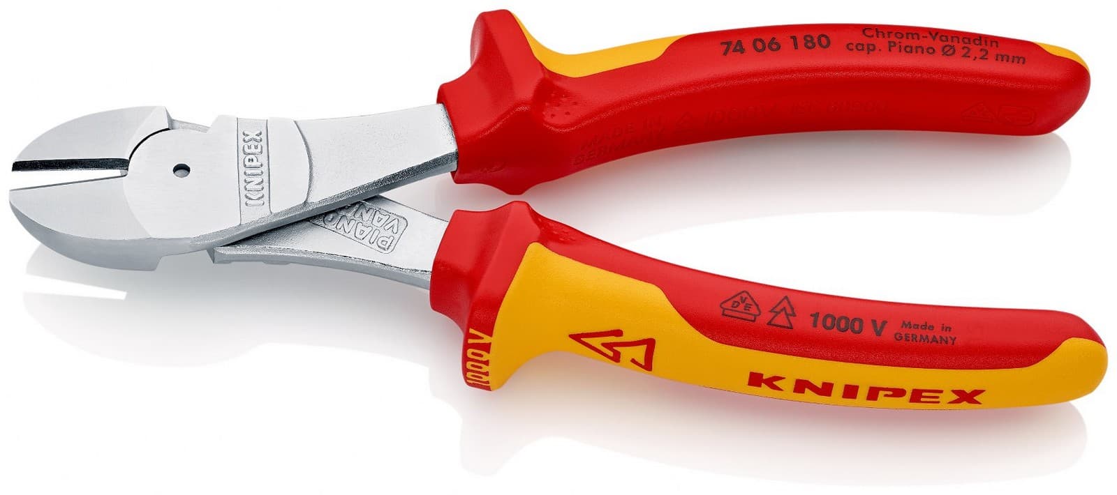 Knipex kose sečice ojačane izolovane 1000V VDE 180mm 74 06 180 - slika 2