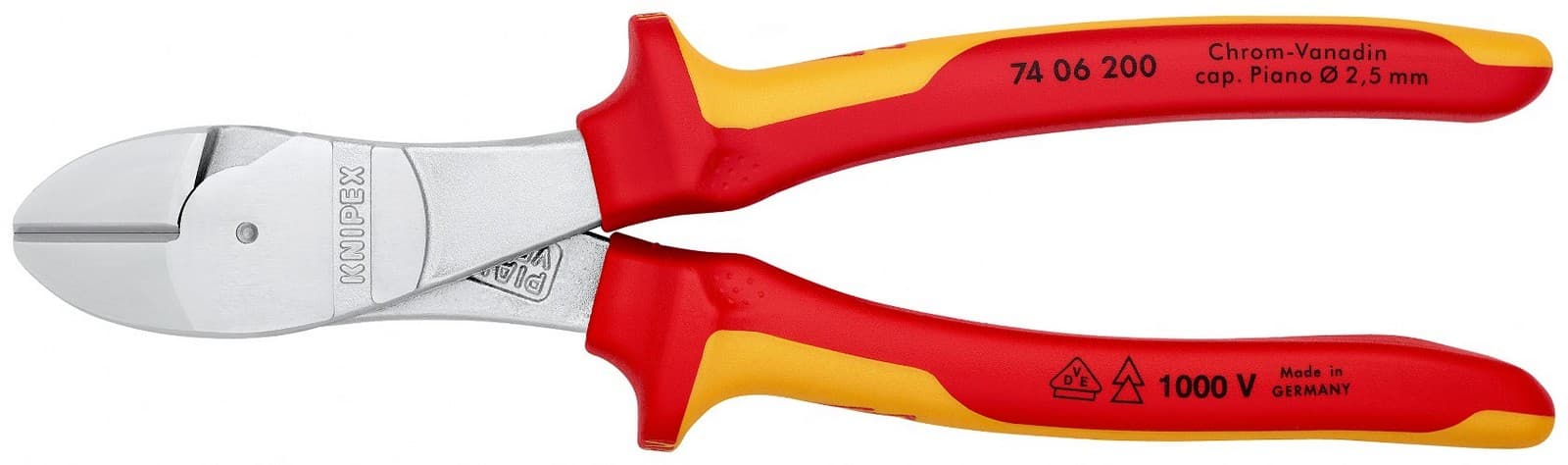 Knipex kose sečice ojačane izolovane 1000V VDE 200mm 74 06 200 - slika 3