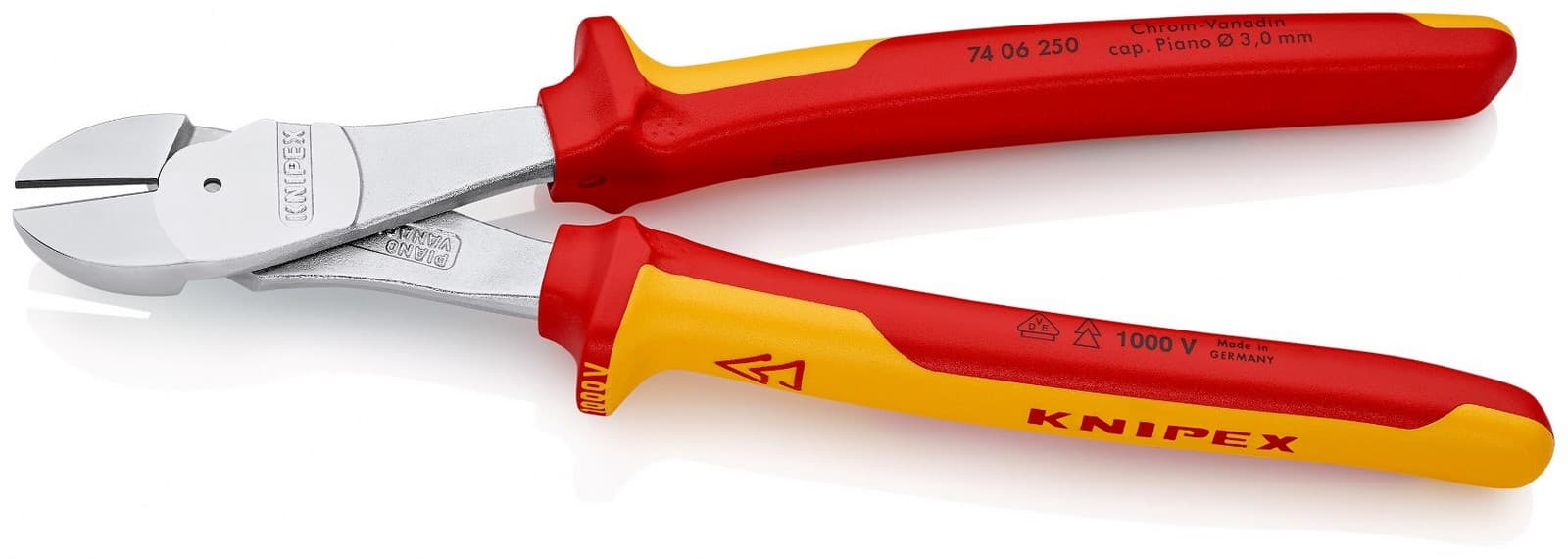 Knipex kose sečice ojačane izolovane 1000V VDE 250mm 74 06 250 - slika 2