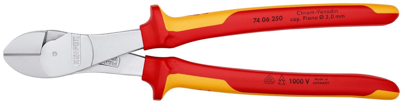 Knipex kose sečice ojačane izolovane 1000V VDE 250mm 74 06 250 - slika 3