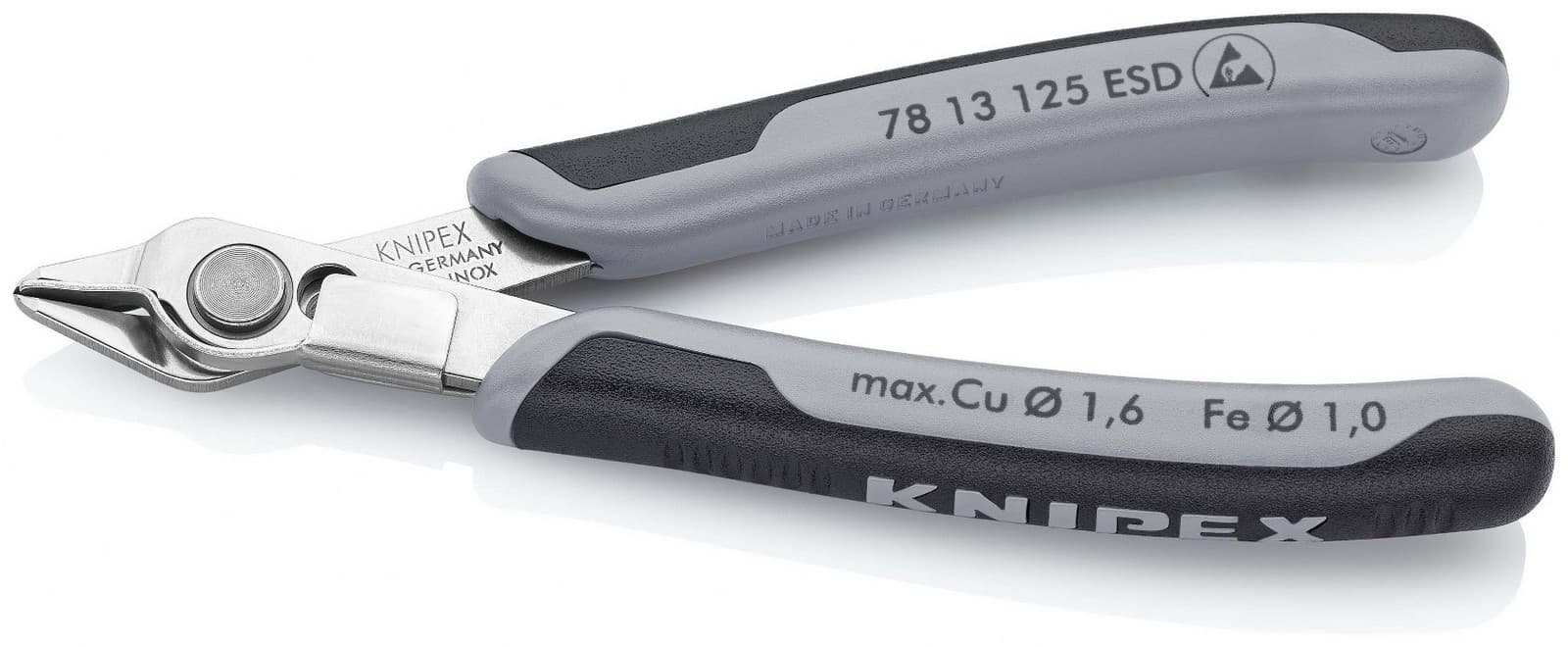 Knipex Super Knips® sečice elektroničarske sa stezaljkom ESD 125mm 78 13 125 ESD - slika 3