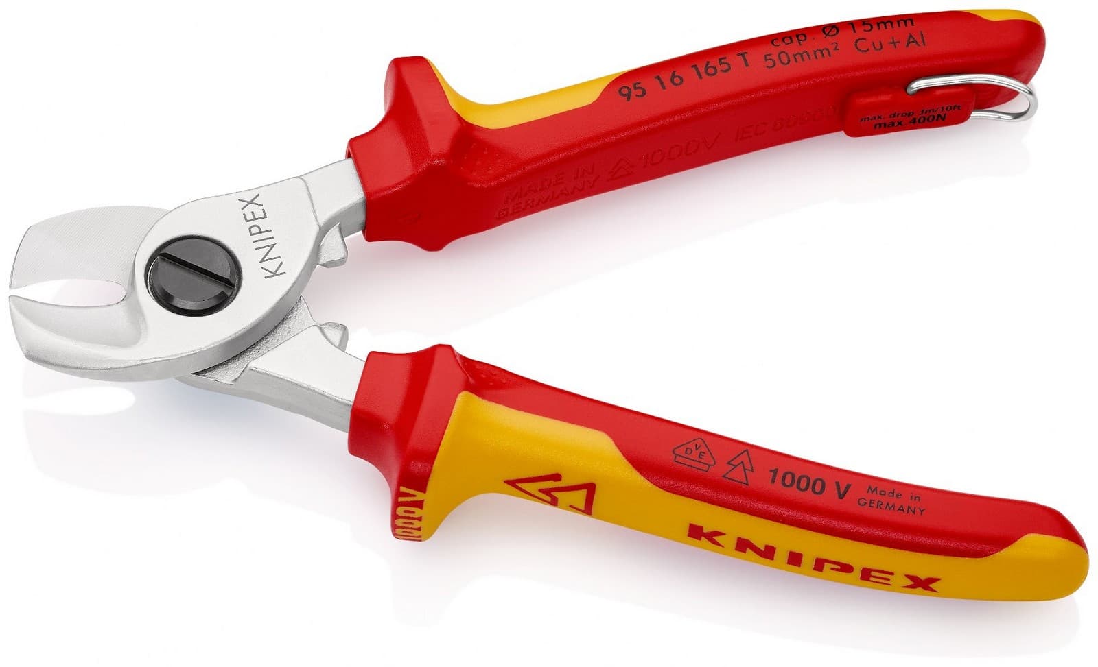 Knipex makaze za kablove 1000V VDE 165mm sa mogućnošću kačenja 95 16 165 T - slika 5