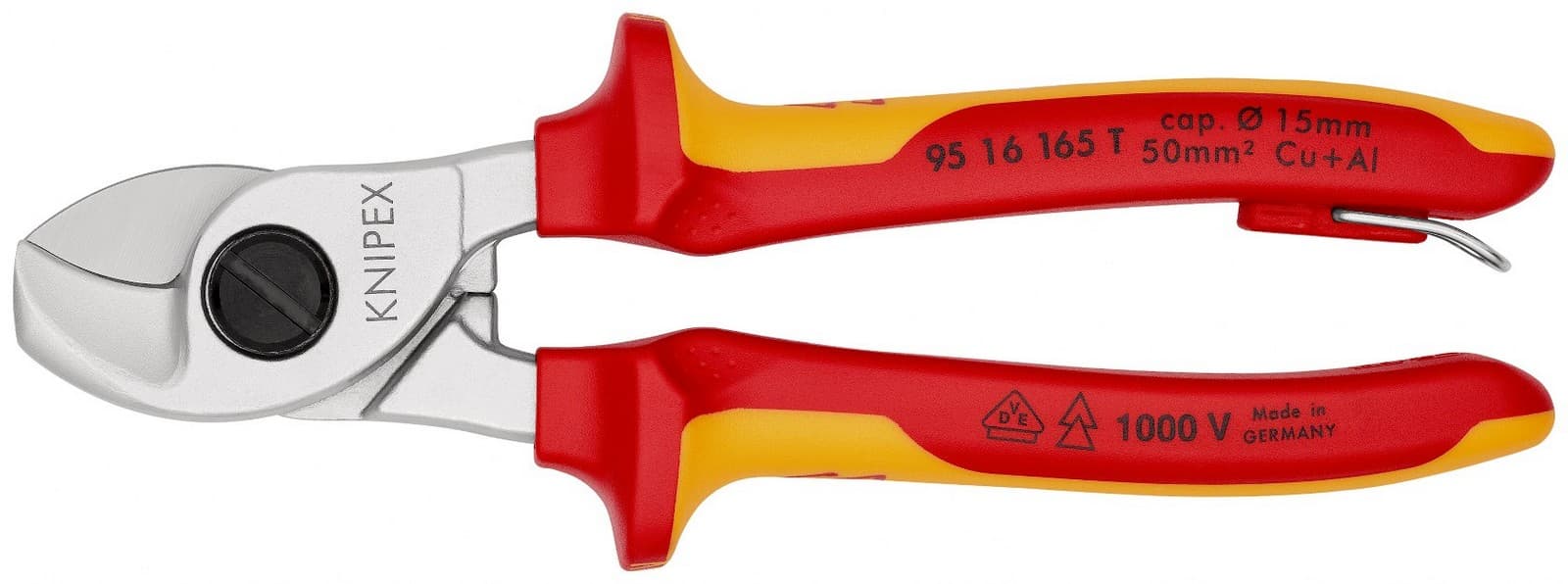 Knipex makaze za kablove 1000V VDE 165mm sa mogućnošću kačenja 95 16 165 T - slika 6