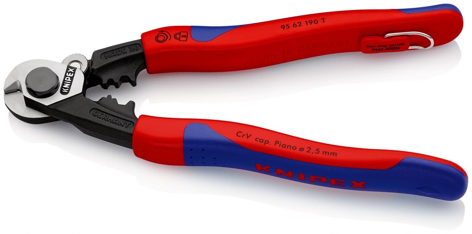 Knipex klešta za sečenje sajli 190mm sa mogućnošću kačenja 95 62 190 T - slika 6