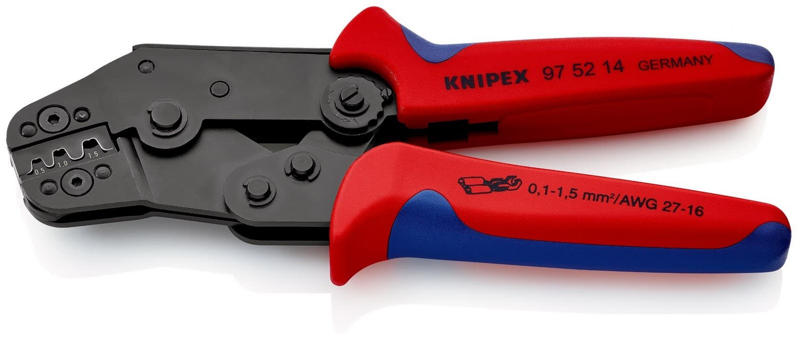 Knipex kratka krimp klešta za neizolovane otvorene konektore 0.1-1.5mm² 97 52 14 - slika 2