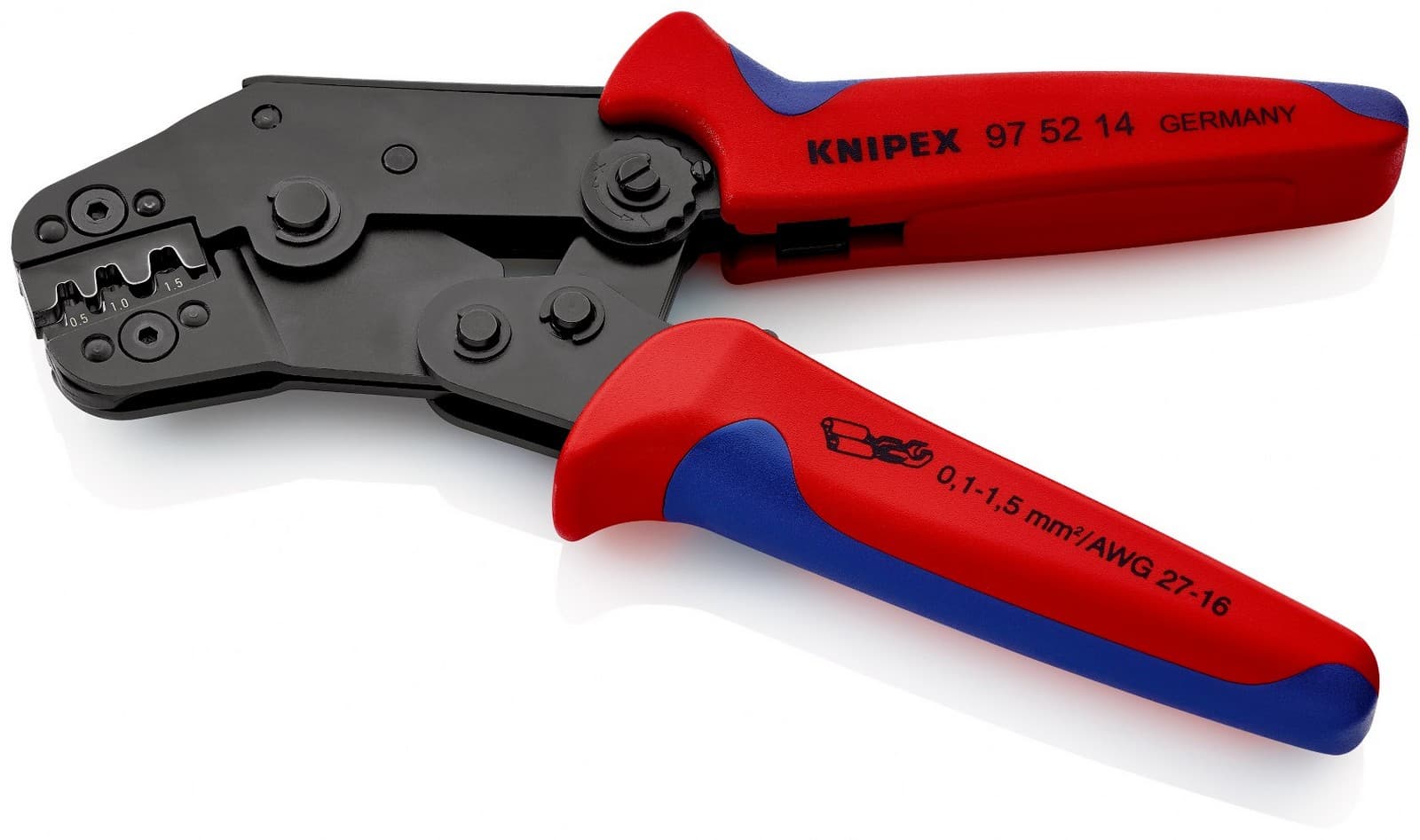 Knipex kratka krimp klešta za neizolovane otvorene konektore 0.1-1.5mm² 97 52 14 - slika 3