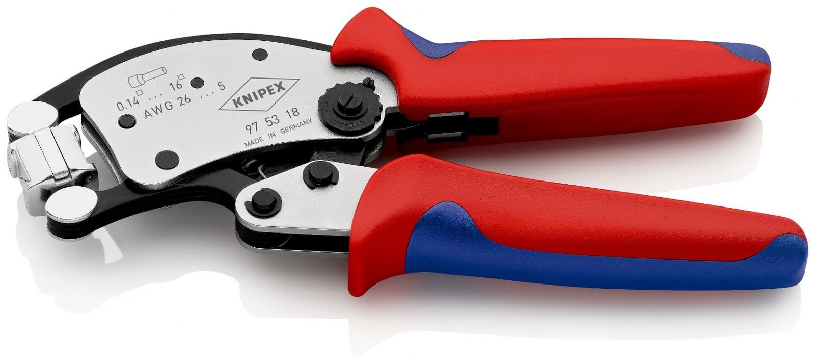 Knipex 97 53 18 SB Twistor® 16 samopodešavajuća klešta završne čaure sa rotirajućom glavom za krimpovanje hromirana 200 mm  - slika 2