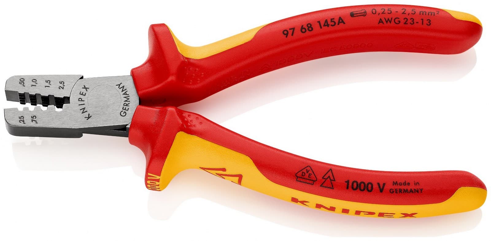 Knipex klešta za krimpovanje hilzni (kablovskih završetaka) 1000V VDE 145mm 97 68 145 A - slika 2