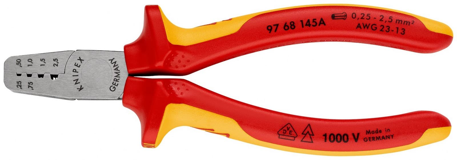 Knipex klešta za krimpovanje hilzni (kablovskih završetaka) 1000V VDE 145mm 97 68 145 A - slika 3