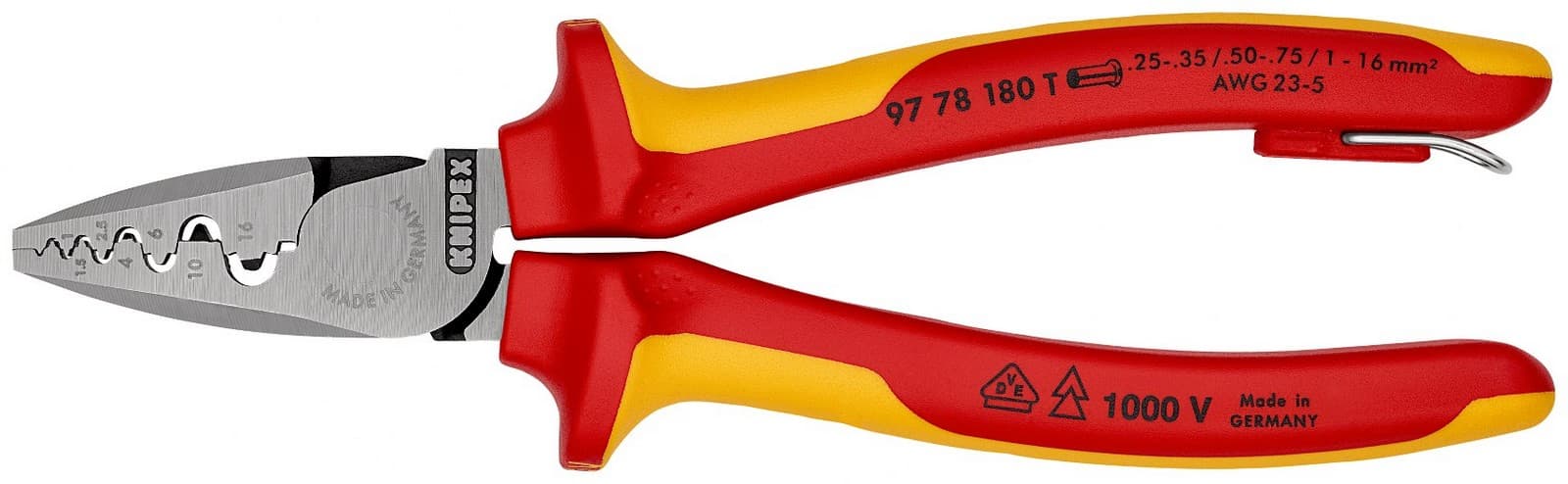 Knipex 97 78 180 T BK klešta za krimpovanje hilzni (kablovskih završetaka) izolovana, VDE, 180 mm  - slika 4