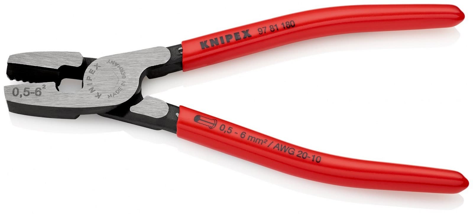 Knipex klešta za krimpovanje hilzni sa prednjim uvođenjem 0,5-6,0mm² 180mm 97 81 180 - slika 3