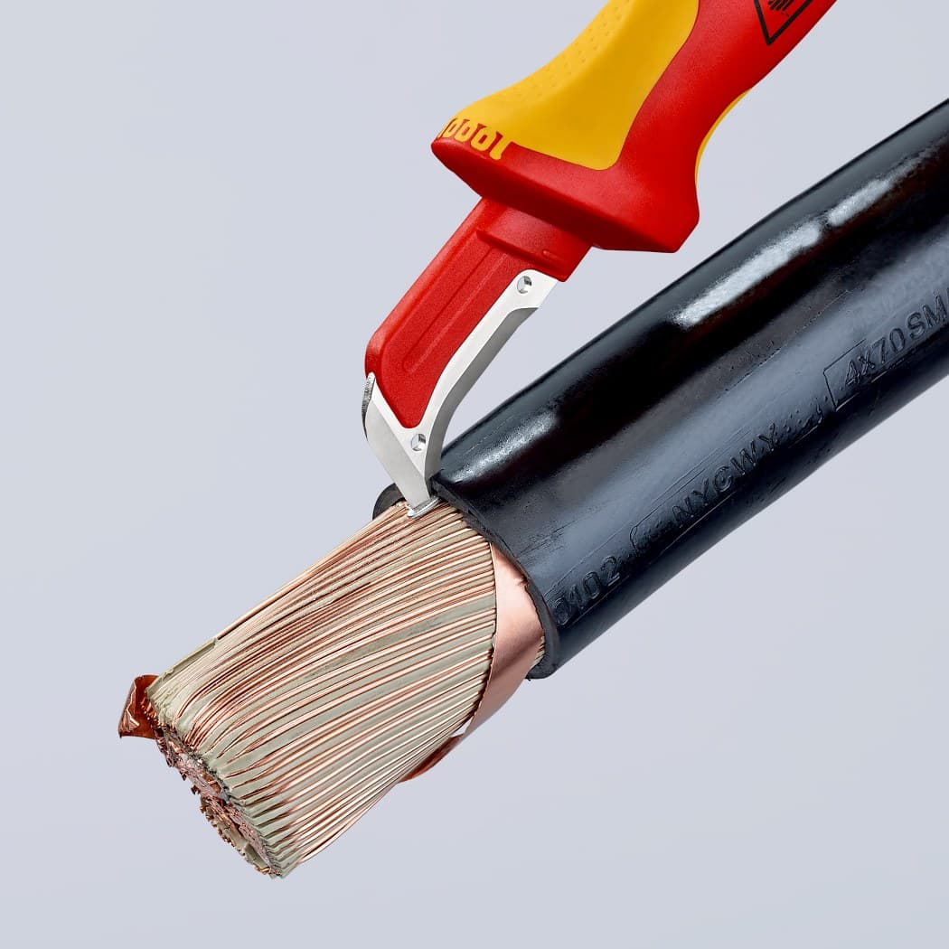 Knipex nož za električare 1000V VDE sa spljoštenim vrhom 180mm u blister pakovanju 98 55 SB - slika 4