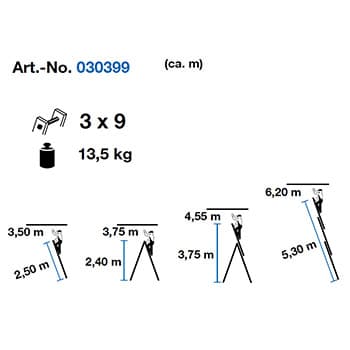 Krause Corda univerzalne merdevine 3x9 gazišta 030399 - slika 8