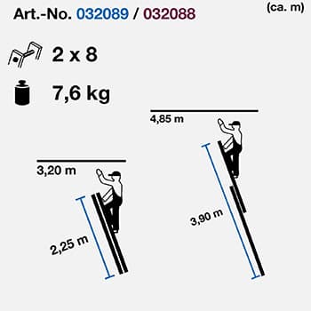 Krause Corda merdevine na izvlačenje 2x8 gazišta 032089 - slika 4