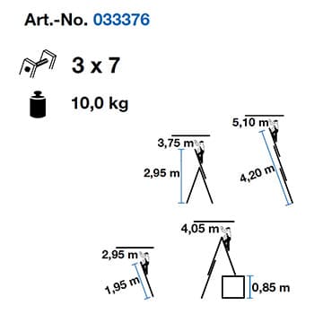 Krause Corda mnogonamenske merdevine 3x7 gazišta kontra nastavak 033376 - slika 7