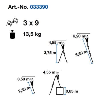 Krause Corda mnogonamenske merdevine 3x9 gazišta kontra nastavak 033390 - slika 7