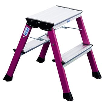 Krause Monto pokretne sklopive merdevine Rolly 2x2 gazišta pink 130136 - slika 2