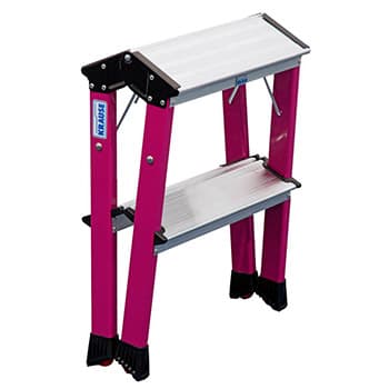 Krause Monto pokretne sklopive merdevine Rolly 2x2 gazišta pink 130136 - slika 4