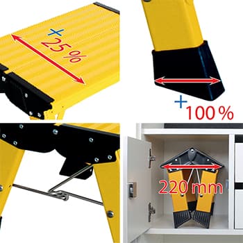 Krause Monto obostrane merdevine Treppy PlusLine 1 gazište žute 130334 - slika 3