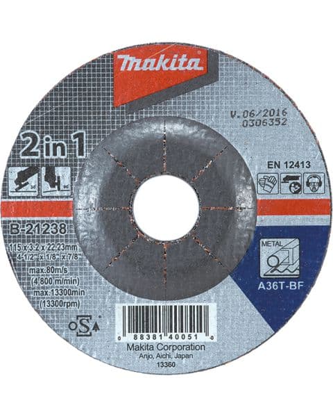 Makita 2 u 1 brusni disk za metal B-21222 - slika 2