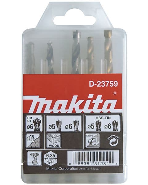 Makita 5 kom. burgija za metal, drvo i zid D-23759 - slika 2