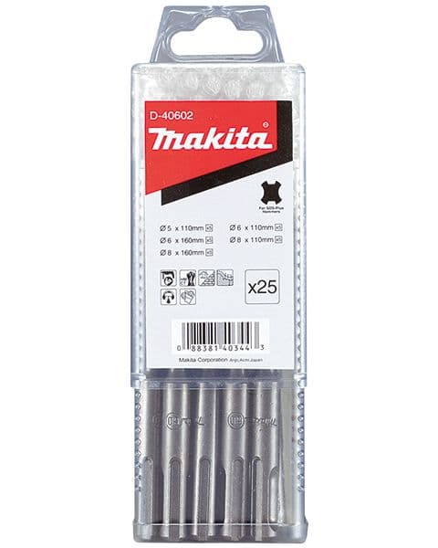 Makita Set burgija SDS-Plus 5,0-8,0x110 mm/6,0;8,0x160 mm/25 kom. D-40602 - slika 2