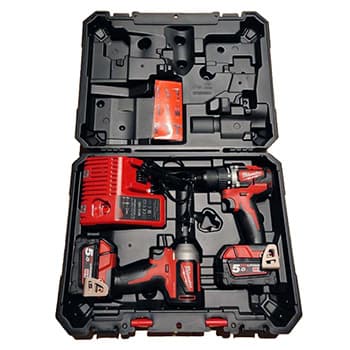 Milwaukee aku set - bušilica-odvijač + udarni odvijač + punjač + 2 baterije + kofer M18 CBLPP2B-502C - slika 5