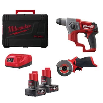 Milwaukee aku set - udarna bušilica + multi-alat za sečenje + punjač + 2 baterije + kofer M12 FPP2B2-402X - slika 2