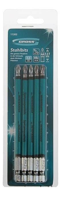 Set bitova PH2 , 127mm, S2 čelik, 5 delova Gross 11202