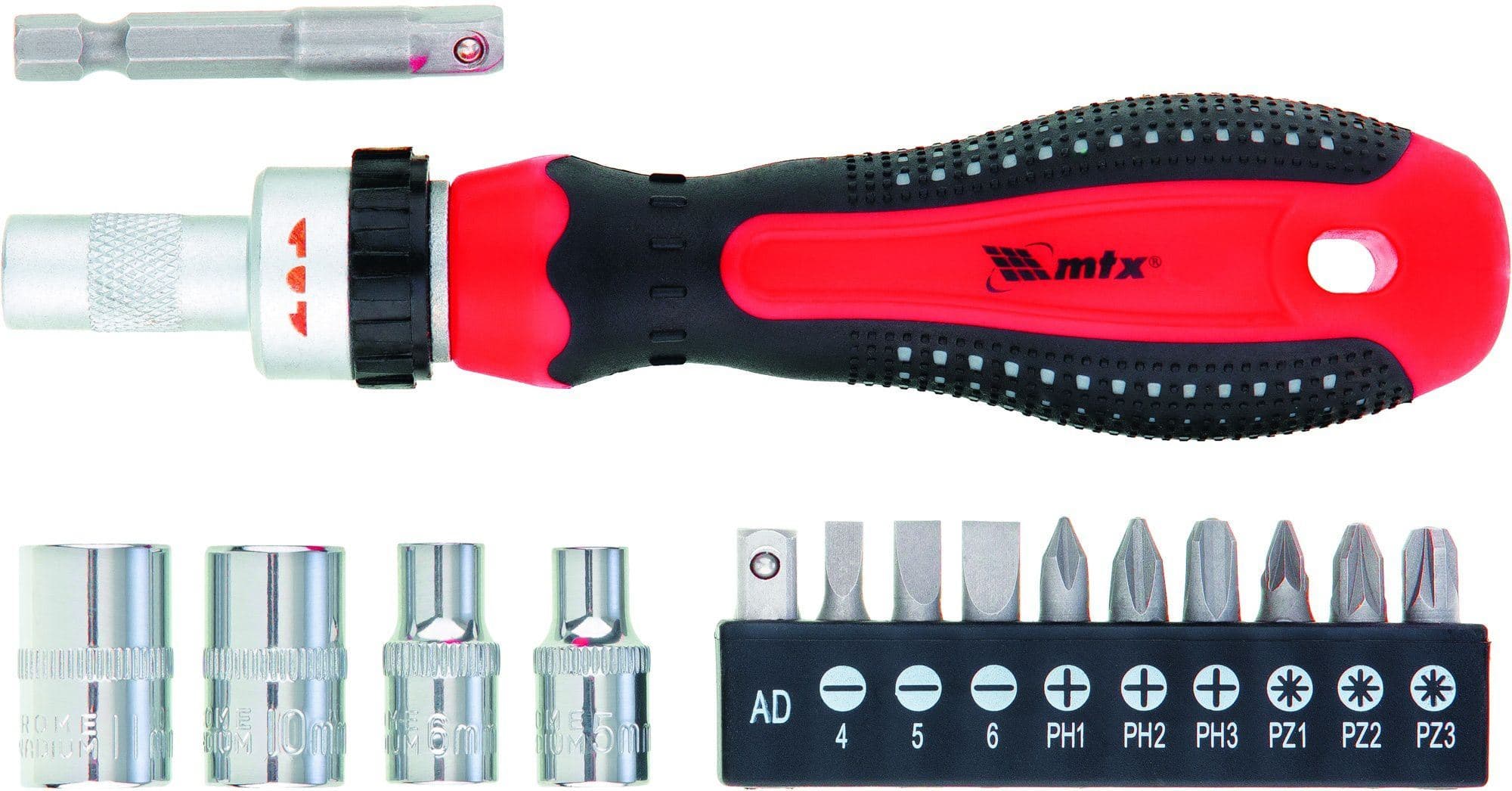 Set odvijača sa bitovima, od CrV čelika, 16 delova, 1/4" MTX 113329