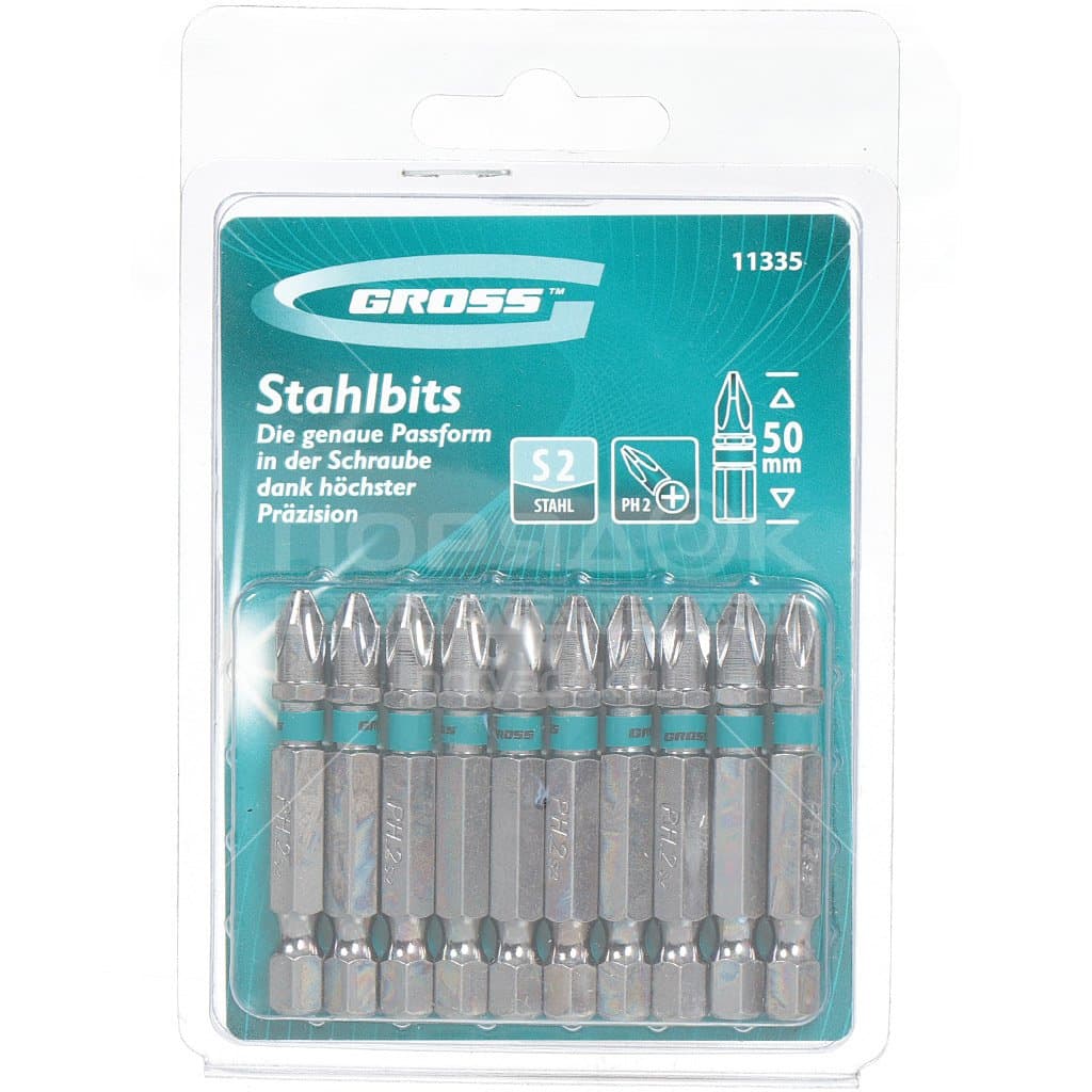 Set bitova PH2 , 50mm, S2 čelik, 10 delova Gross 11335