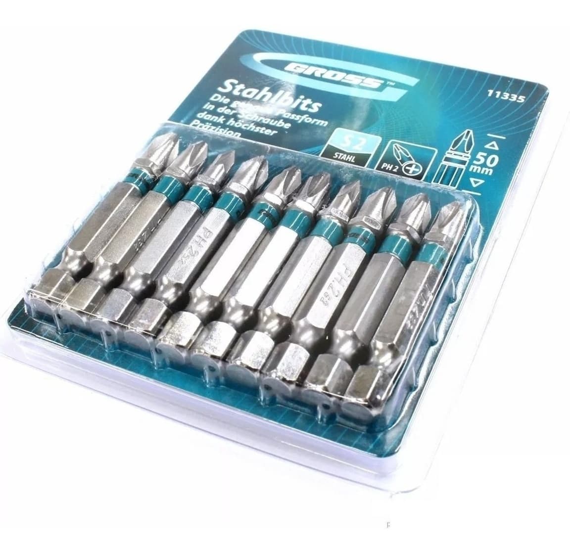 Set bitova PH2 , 50mm, S2 čelik, 10 delova Gross 11335 - slika 2