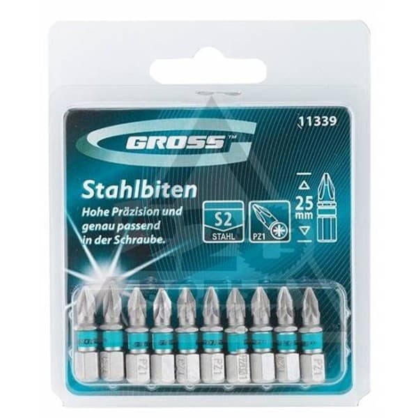 Set bitova PZ1 , 25mm, S2 čelik, 10 delova Gross 11339
