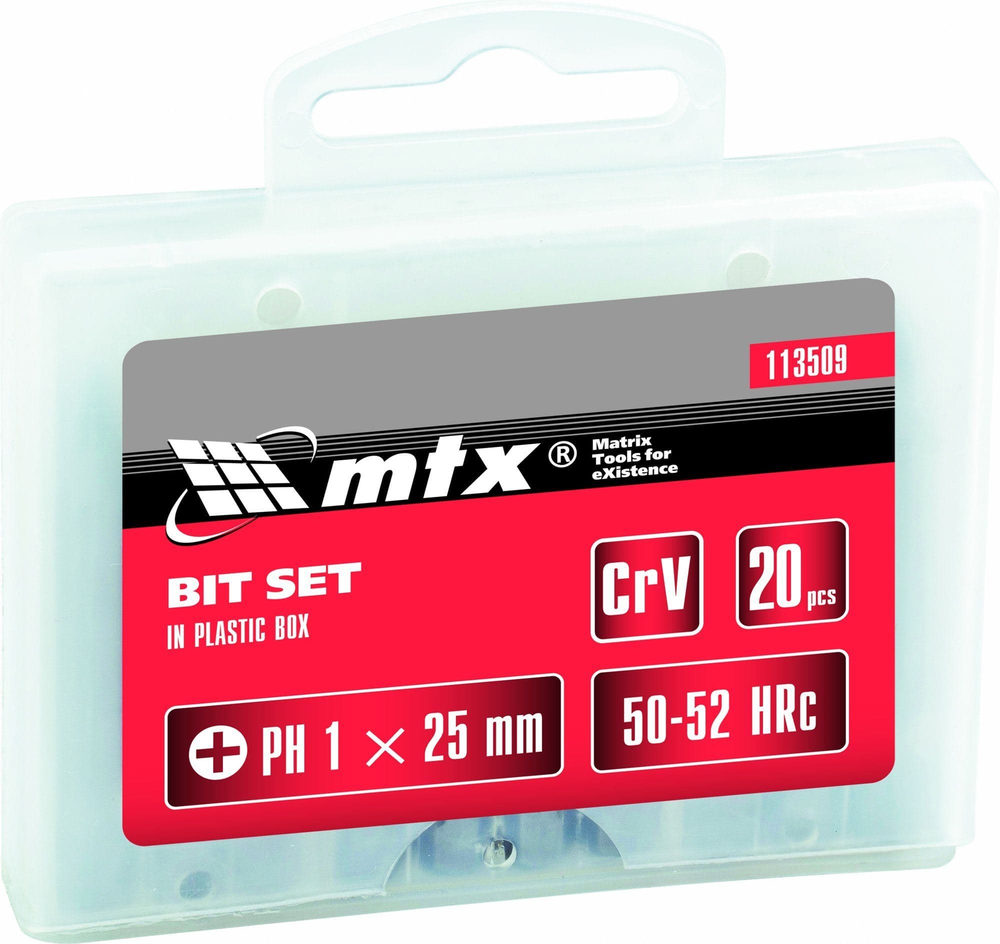 Set bitova PH1 , 25mm, 45X čelik, 20 delova u plastičnoj kutiji MTX 113509