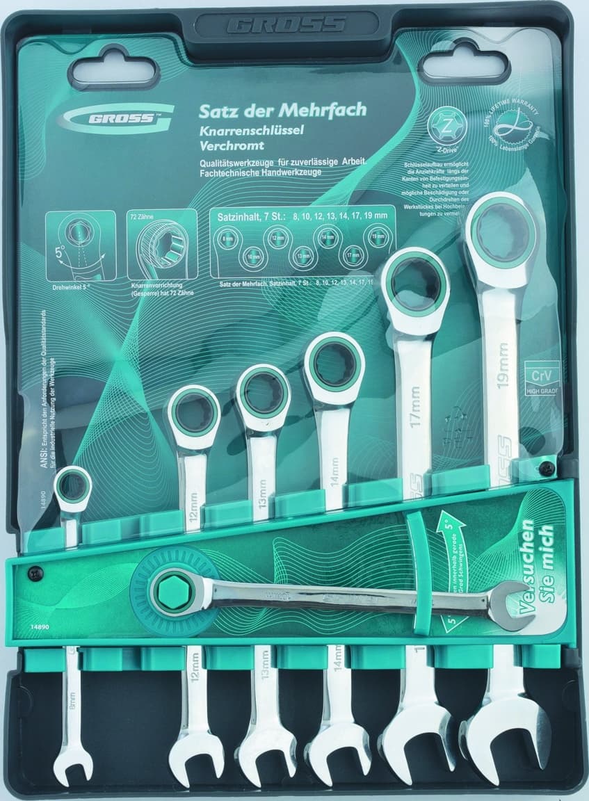 Set viljuškasto-okastih ključeva 8-19mm , 7 delova Gross 14890