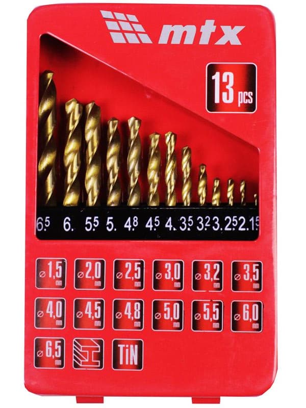 Set burgija za metal HSS 1.5-6.5mm , 13 delova u metalnoj kutiji MTX 723869