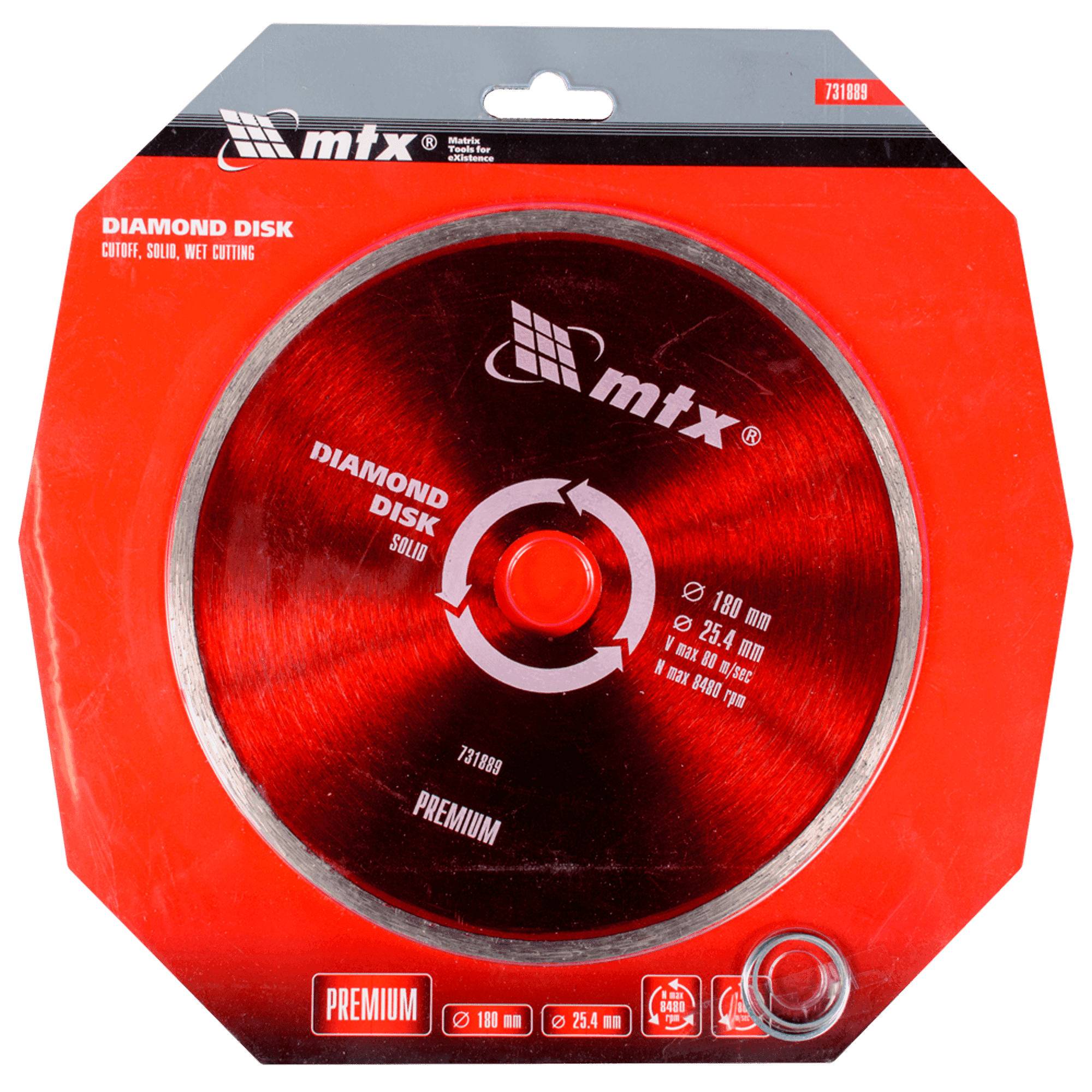 Dijamantska rezna ploča za keramiku 180mm x 25,4mm , za mokro sečenje MTX 731889 - slika 2