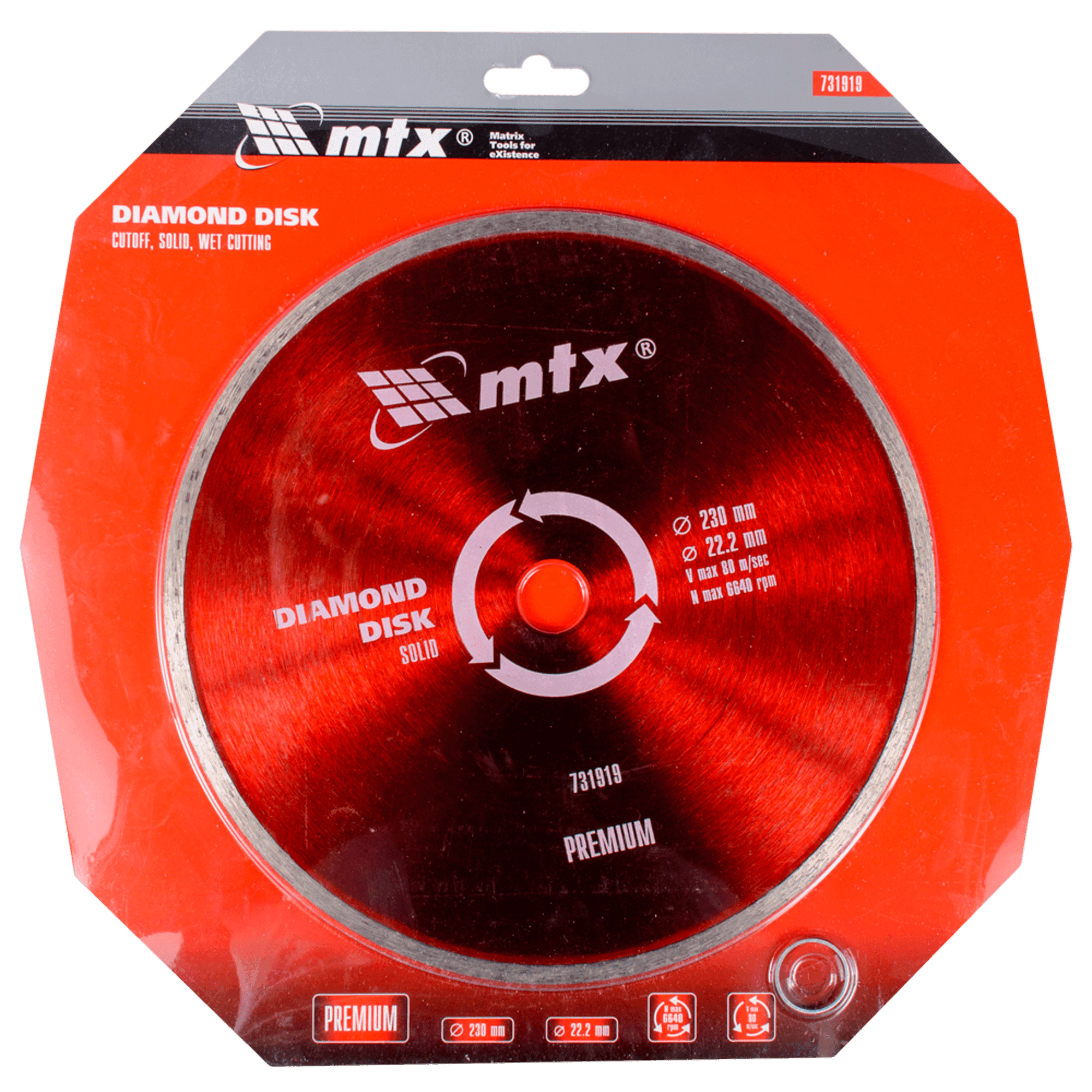 Dijamantska rezna ploča za keramiku 230mm x 22,2mm , za mokro sečenje MTX 731919 - slika 2