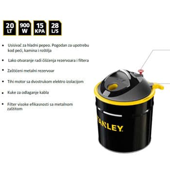 Usisivač za pepeo Stanley SXVC20TPE, 900W - slika 2