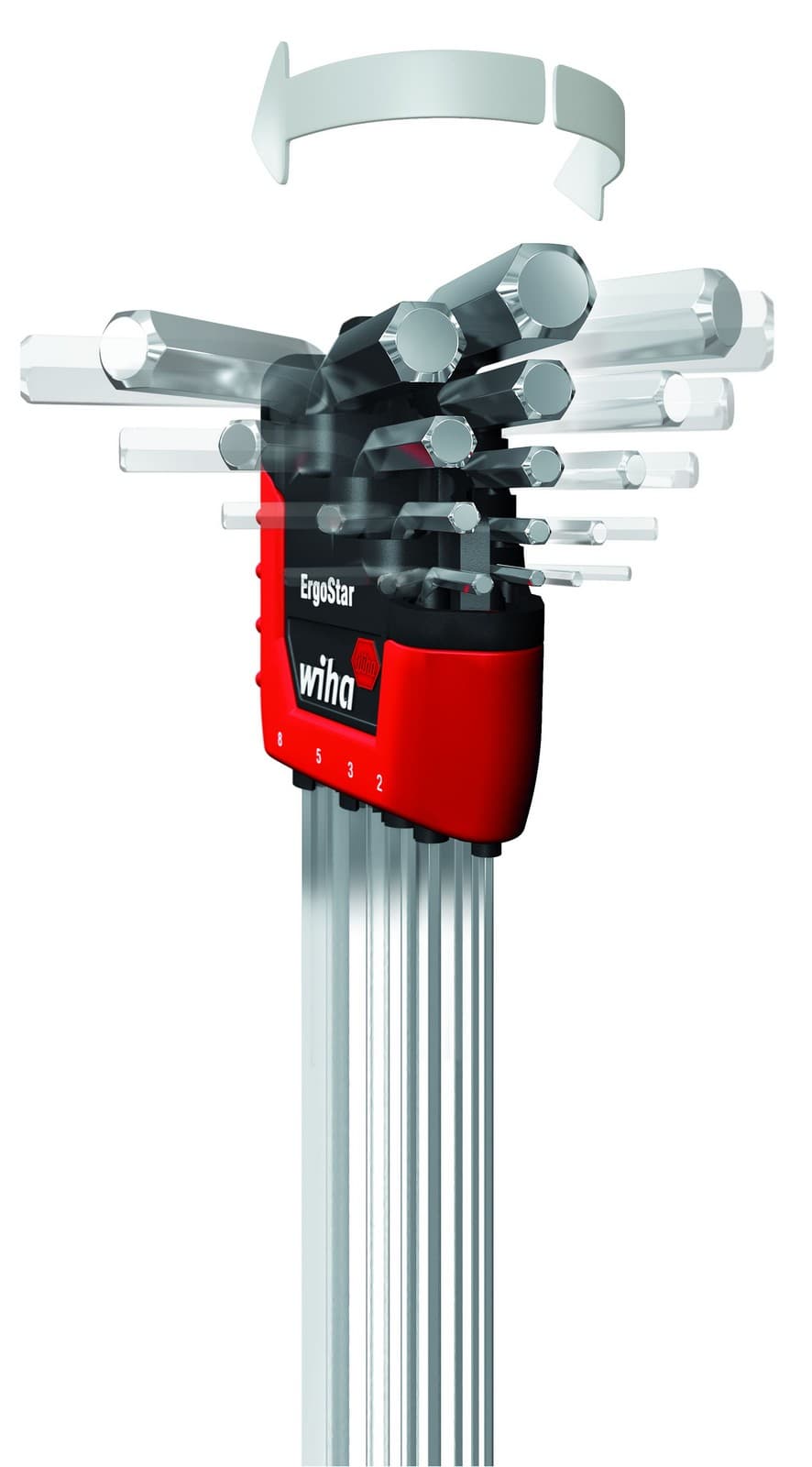 Wiha 43851 Set imbusa u ErgoStar držaču, sa šestougaonim okruglim krajem, 10 delova MagicRing®, Mat hromirani - slika 2