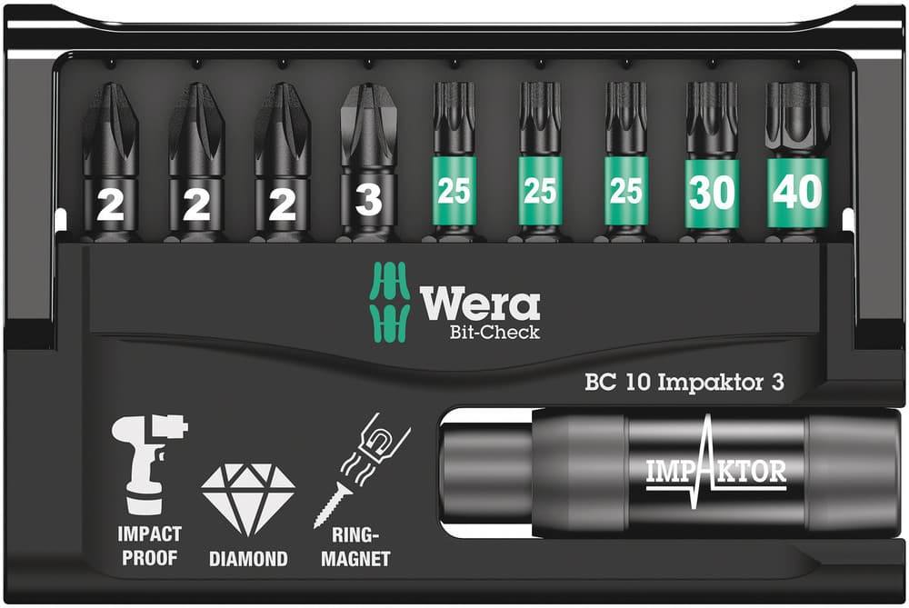 Wera Bit-Check 10 Impaktor 3 set bitova, 10 komada, 05057683001 - slika 9
