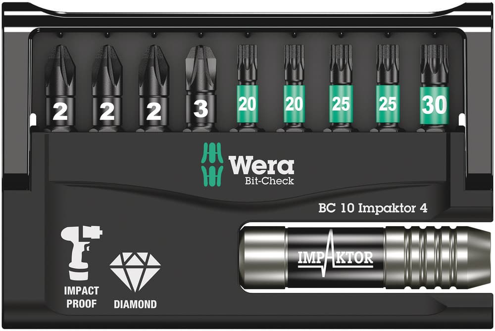Wera Bit-Check 10 Impaktor 4 set bitova, 10 komada, 05057417001 - slika 7