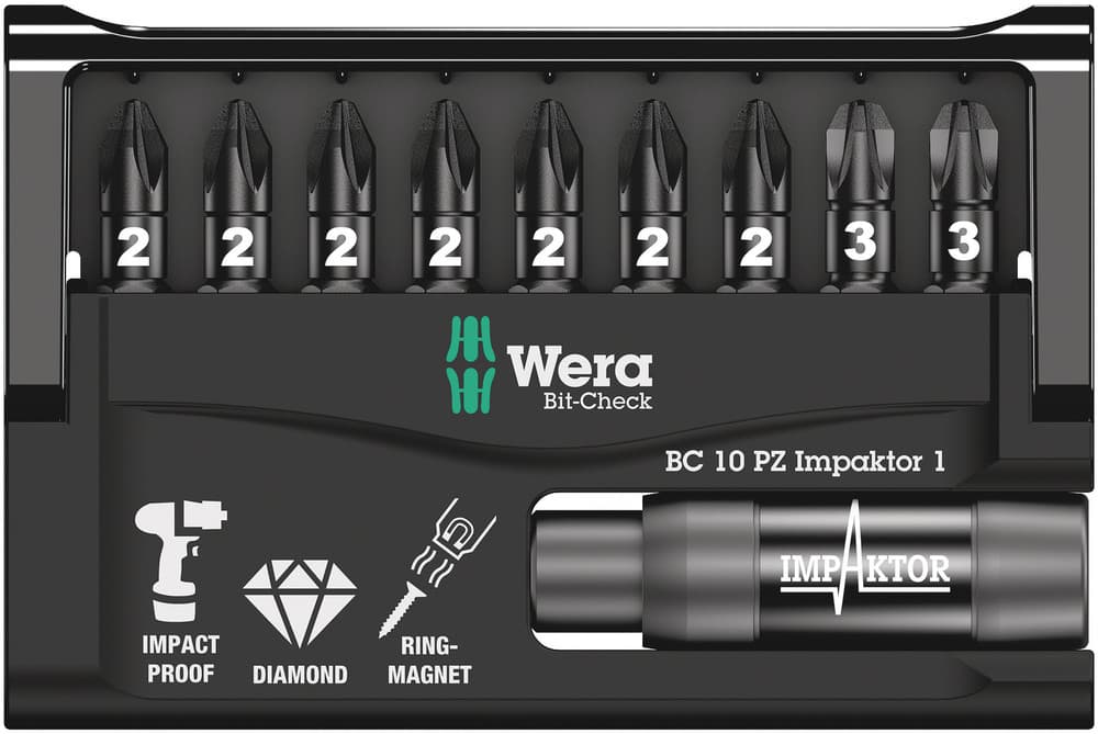 Wera Bit-Check 10 PZ Impaktor 1 set bitova, 10 komada, 05057684001 - slika 9