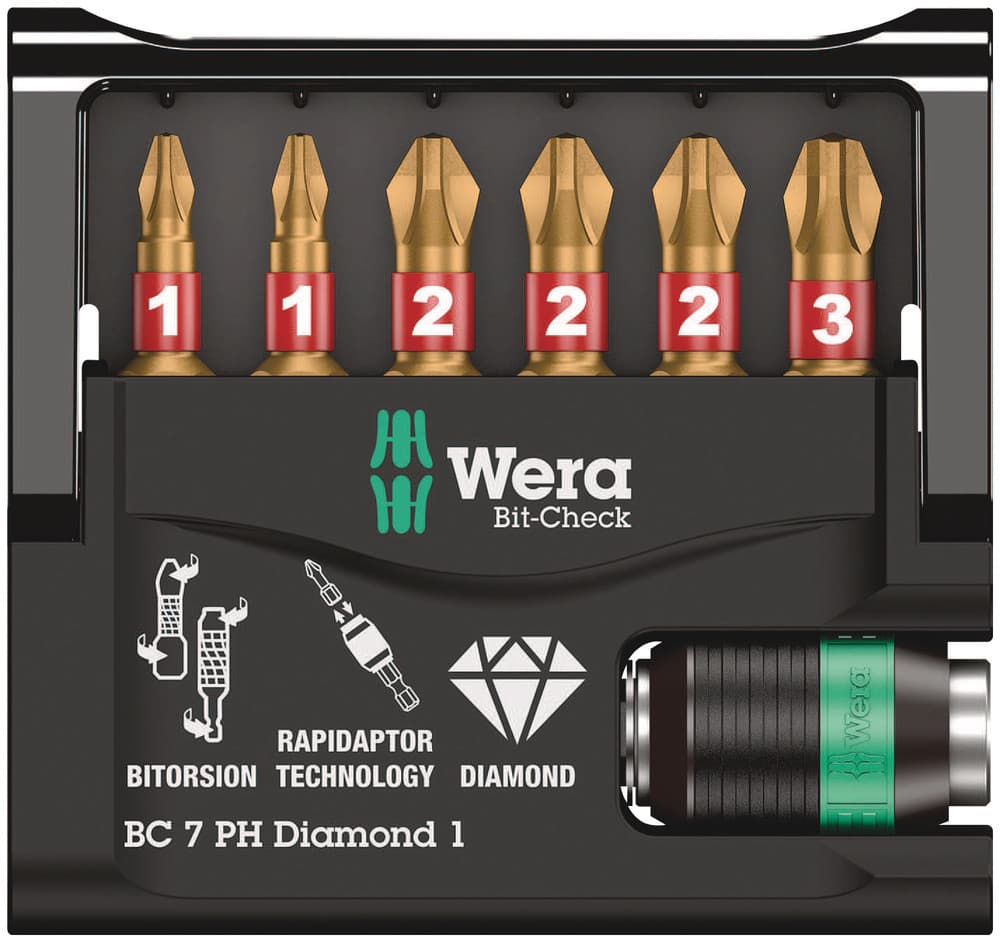Wera Bit-Check 7 PH Diamond 1 set bitova, 7 komada, 05057414001 - slika 9