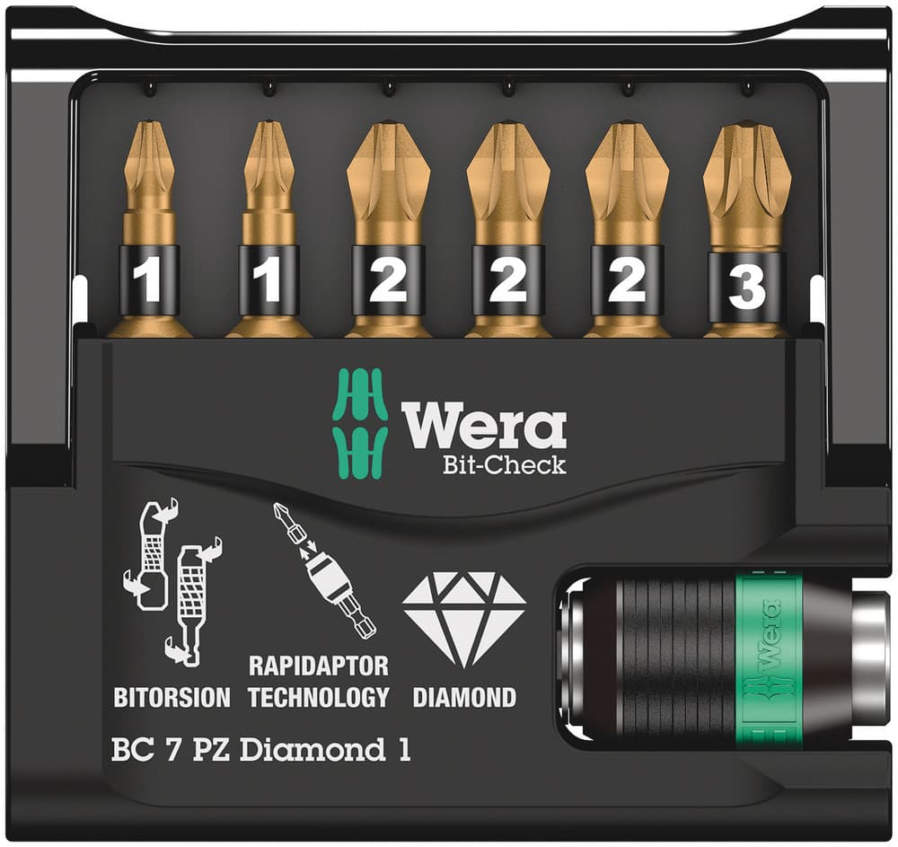 Wera Bit-Check 7 PZ Diamond 1 set bitova, 7 komada, 05057412001 - slika 8