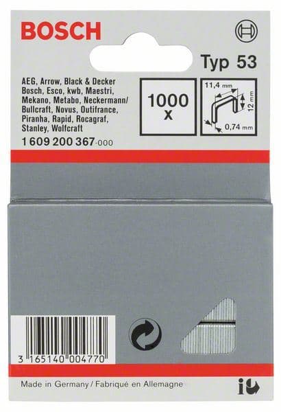 Spajalica od tanke žice tip 53 Bosch 1609200367, 11,4 x 0,74 x 12 mm - slika 3