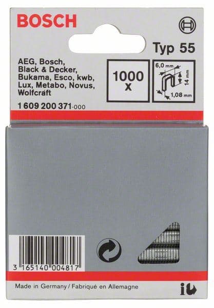 Spajalica sa uskim leđima tip 55 Bosch 1609200371, 6 x 1,08 x 14 mm - slika 3