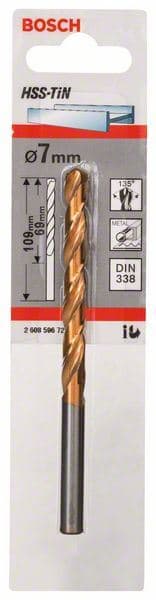 Burgija za metal HSS-TiN, DIN 338 Bosch 2608596721, 7 x 69 x 109 mm
