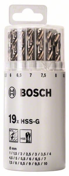 19-delni set burgija za metal HSS-G, DIN 338, 135°, u plastičnoj okrugloj kutiji Bosch 2607018361, 1-10 mm