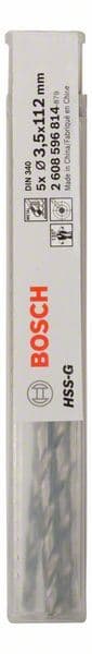 Burgija za metal HSS-G, DIN 340 Bosch 2608596814, 3,5 x 73 x 112 mm